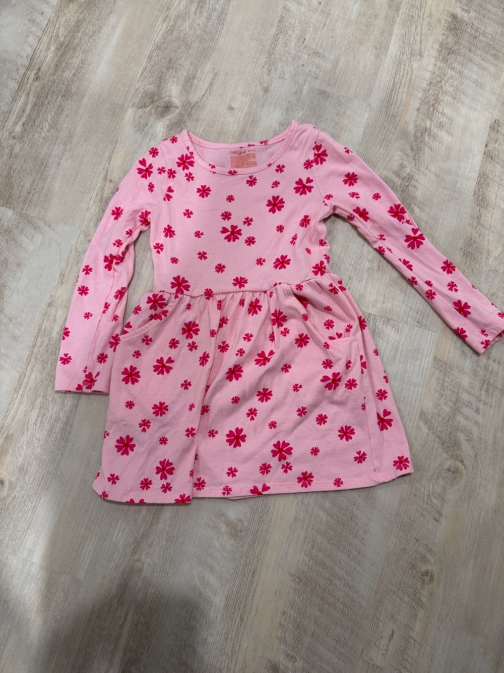 Cat & Jack Pink Long-Sleeve Floral Knit Dress